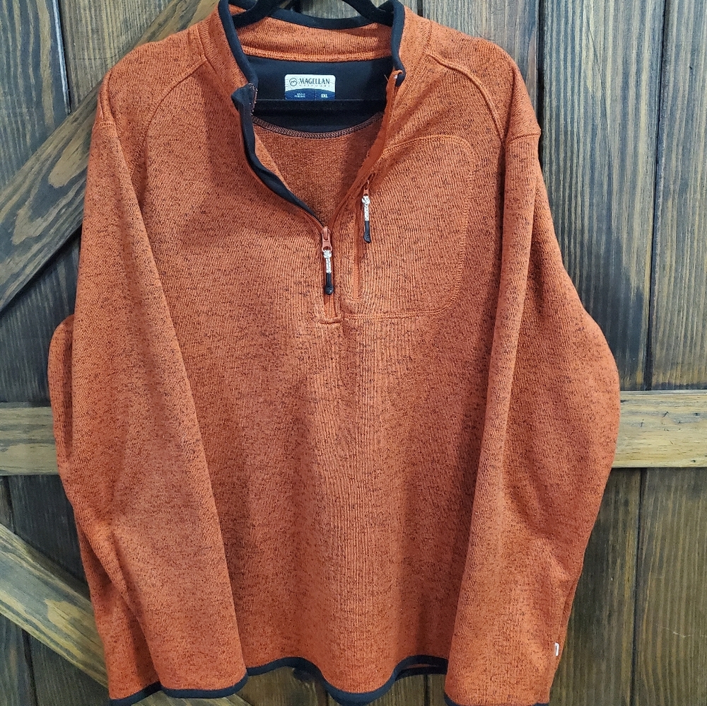 Magellan Outdoors Men's Orange Mock Neck Sweater, Size XXL.
